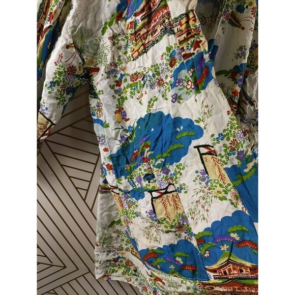 Made In Japan Open Front Kimono Scenery Beautiful Pocket - Picture 8 of 11